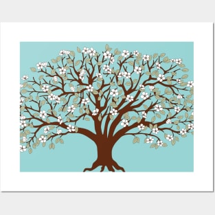 live in harmony with blooming apple tree Posters and Art